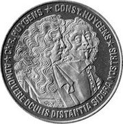 Netherlands 2-1/2 ECU Constantijn and Christiaan Huygens 1989 M Prooflike X# 16a CHR HUYGEMS CONST HUYGEMS ADMOVERE OCULIS DISTANTIA SIDERA NOSTRIS coin reverse Netherlands 2-1/2 ECU Constantijn and Christiaan Huygens 1989 M Prooflike X# 16a CHR HUYGEMS CONST HUYGEMS ADMOVERE OCULIS DISTANTIA SIDERA NOSTRIS coin reverse