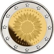 Latvia 2 Euro Glory to Ukraine 2023 SLAVA UKRAINAI! LATVIJA 2023 coin obverse Latvia 2 Euro Glory to Ukraine 2023 SLAVA UKRAINAI! LATVIJA 2023 coin obverse