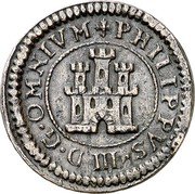 Spain 2 Maravedis (Philip III Segovia) PHILIPPVS III D G OMNIVM coin obverse Spain 2 Maravedis (Philip III Segovia) PHILIPPVS III D G OMNIVM coin obverse