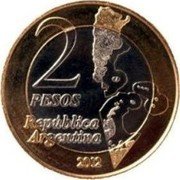 Argentina 2 Pesos 30th Anniversary of the Defeat of Argentina in the Falkland War 2012 Only in UNC Set (Blister) KM# 176.1 2 PESOS REPÚBLICA ARGENTINA 2012 coin obverse Argentina 2 Pesos 30th Anniversary of the Defeat of Argentina in the Falkland War 2012 Only in UNC Set (Blister) KM# 176.1 2 PESOS REPÚBLICA ARGENTINA 2012 coin obverse
