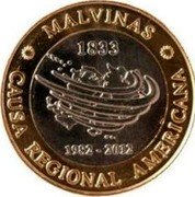 Argentina 2 Pesos 30th Anniversary of the Defeat of Argentina in the Falkland War 2012 Only in UNC Set (Blister) KM# 176.1 MALVINAS 1833 1982-2012 CAUSA REGIONAL AMERICANA coin reverse Argentina 2 Pesos 30th Anniversary of the Defeat of Argentina in the Falkland War 2012 Only in UNC Set (Blister) KM# 176.1 MALVINAS 1833 1982-2012 CAUSA REGIONAL AMERICANA coin reverse