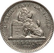 Belgium 20 Centimes Countermarked pattern 1859  L`UNION FAIT LA FORCE BELGIQUE 1859 coin reverse Belgium 20 Centimes Countermarked pattern 1859  L`UNION FAIT LA FORCE BELGIQUE 1859 coin reverse