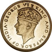 Malaysia 20 Cents George VI Malaya 1939 KM# 5 GEORGE VI KING AND EMPEROR OF INDIA coin obverse Malaysia 20 Cents George VI Malaya 1939 KM# 5 GEORGE VI KING AND EMPEROR OF INDIA coin obverse