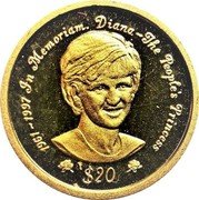 Niue 20 Dollars Diana - Princess of Wales 1997 Proof KM# 94 1961-1997 IN MEMORIAM DIANA - THE PEOPLE'S PRINCESS $20 coin reverse Niue 20 Dollars Diana - Princess of Wales 1997 Proof KM# 94 1961-1997 IN MEMORIAM DIANA - THE PEOPLE'S PRINCESS $20 coin reverse