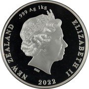 New Zealand Twenty Dollars Little Spotted Kiwi 2022  Proof NEW ZEALAND .999 AG 1KG ELIZABETH II IRB 2022 coin obverse New Zealand Twenty Dollars Little Spotted Kiwi 2022  Proof NEW ZEALAND .999 AG 1KG ELIZABETH II IRB 2022 coin obverse