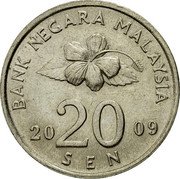 Malaysia 20 Sen Basket 2009 KM# 52 coin reverse Malaysia 20 Sen Basket 2009 KM# 52 coin reverse