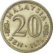 Malaysia 20 Sen Parliament House 1979 KM# 4 MALAYSIA 20 SEN 1988 coin obverse Malaysia 20 Sen Parliament House 1979 KM# 4 MALAYSIA 20 SEN 1988 coin obverse