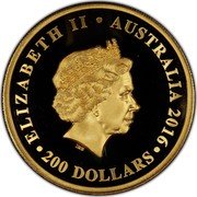 Australia 200 Dollars (90th Birthday) ELIZABETH II AUSTRALIA 2016 200 DOLLARS IRB coin obverse Australia 200 Dollars (90th Birthday) ELIZABETH II AUSTRALIA 2016 200 DOLLARS IRB coin obverse