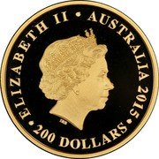 Australia 200 Dollars Longest-Reigning Monarch 2015  Proof KM# B2202 ELIZABETH II AUSTRALIA 2015 200 DOLLARS IRB coin obverse Australia 200 Dollars Longest-Reigning Monarch 2015  Proof KM# B2202 ELIZABETH II AUSTRALIA 2015 200 DOLLARS IRB coin obverse