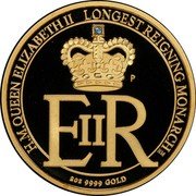 Australia 200 Dollars Longest-Reigning Monarch 2015  Proof KM# B2202 H.M. QUEEN ELIZABETH II LONGEST REIGNING MONARCH EIIR P 2OZ 9999 GOLD coin reverse Australia 200 Dollars Longest-Reigning Monarch 2015  Proof KM# B2202 H.M. QUEEN ELIZABETH II LONGEST REIGNING MONARCH EIIR P 2OZ 9999 GOLD coin reverse
