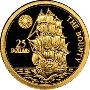 Niue 25 Dollars H.M.S. Bounty 1996 Proof KM# 178 25 DOLLARS THE BOUNTY coin reverse Niue 25 Dollars H.M.S. Bounty 1996 Proof KM# 178 25 DOLLARS THE BOUNTY coin reverse