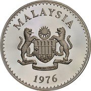 Malaysia 25 Ringgit Rhinoceros Hornbill 1976 KM# 20 MALAYSIA 1976 coin obverse Malaysia 25 Ringgit Rhinoceros Hornbill 1976 KM# 20 MALAYSIA 1976 coin obverse