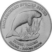 Malaysia 25 Sen Dugong 2006 KM# 105 ENDANGERED SPECIES SERIES DUYUNG DUGONG DUGONG DUGONG DUGON coin reverse Malaysia 25 Sen Dugong 2006 KM# 105 ENDANGERED SPECIES SERIES DUYUNG DUGONG DUGONG DUGONG DUGON coin reverse