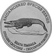 Malaysia 25 Sen Indopacific Crocodile 2006 KM# 110 ENDANGERED SPECIES SERIES BUAYA TEMBAGA ESTUARINE CROCODILE CROCODYLUS POROSUS coin reverse Malaysia 25 Sen Indopacific Crocodile 2006 KM# 110 ENDANGERED SPECIES SERIES BUAYA TEMBAGA ESTUARINE CROCODILE CROCODYLUS POROSUS coin reverse