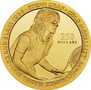 Niue 250 Dollars Steffi Graf 1989 Proof KM# 49 24TH OLYMPICS SEOUL 1988 GRAND SLAM 1988 STEFFI GRAF GOLD MEDALLIST 250 DOLLARS OLYMPICS SEOUL 1998 coin reverse Niue 250 Dollars Steffi Graf 1989 Proof KM# 49 24TH OLYMPICS SEOUL 1988 GRAND SLAM 1988 STEFFI GRAF GOLD MEDALLIST 250 DOLLARS OLYMPICS SEOUL 1998 coin reverse