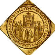 Austria 30 Ducat (Consecration of the Metropolitan Church of Salzburg by the Archbishop Paris) SS RVPERTVS ET VIRGILIUVS PATRONI TRANSFERVNTVR 24 SEPT coin reverse Austria 30 Ducat (Consecration of the Metropolitan Church of Salzburg by the Archbishop Paris) SS RVPERTVS ET VIRGILIUVS PATRONI TRANSFERVNTVR 24 SEPT coin reverse
