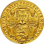 Austria 4 Ducat (Marcus Sittich) QVI FVNDASTIS PROTEGITE coin reverse