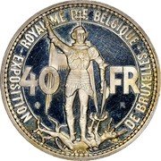 Belgium 40 Francs (Brussels Exposition and Railway Centennial) KM# Pn347 ROYAUME DE BELGIQUE EXPOSITION DE BRUXELLES 40 FR coin reverse Belgium 40 Francs (Brussels Exposition and Railway Centennial) KM# Pn347 ROYAUME DE BELGIQUE EXPOSITION DE BRUXELLES 40 FR coin reverse
