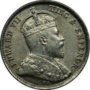 Malaysia Five Cents Edward VII Straits Settlements 1903 KM# 20 EDWARD VII KING & EMPEROR coin obverse Malaysia Five Cents Edward VII Straits Settlements 1903 KM# 20 EDWARD VII KING & EMPEROR coin obverse
