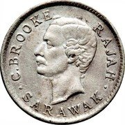 Malaysia 5 Cents Charles J. Brooke Sarawak 1915 H KM# 8 C. BROOKE RAJAH SARAWAK coin obverse Malaysia 5 Cents Charles J. Brooke Sarawak 1915 H KM# 8 C. BROOKE RAJAH SARAWAK coin obverse