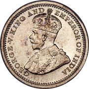 Malaysia 5 Cents George V 1935 KM# 36 GEORGE V KING AND EMPEROR OF INDIA coin obverse Malaysia 5 Cents George V 1935 KM# 36 GEORGE V KING AND EMPEROR OF INDIA coin obverse