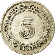 Malaysia 5 Cents Victoria 1901 KM# 10 STRAITS SETTLEMENTS 5 FIVE CENTS 1874 coin reverse Malaysia 5 Cents Victoria 1901 KM# 10 STRAITS SETTLEMENTS 5 FIVE CENTS 1874 coin reverse