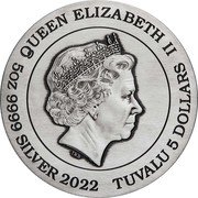 Tuvalu 5 Dollars (12 Lunar Animals) QUEEN ELIZABETH II IRB 5 OZ 9999 SILVER 2022 TUVALU 5 DOLLARS coin obverse Tuvalu 5 Dollars (12 Lunar Animals) QUEEN ELIZABETH II IRB 5 OZ 9999 SILVER 2022 TUVALU 5 DOLLARS coin obverse