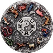 Tuvalu 5 Dollars (12 Lunar Animals) NM coin reverse Tuvalu 5 Dollars (12 Lunar Animals) NM coin reverse