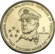 Niue 5 Dollars General Douglas MacArthur 1989 KM# 22 GENERAL DOUGLAS MACARTHUR DEFENDER OF FREEDOM 5 DOLLARS "OLD SOLDIERS NEVER DIE" coin reverse Niue 5 Dollars General Douglas MacArthur 1989 KM# 22 GENERAL DOUGLAS MACARTHUR DEFENDER OF FREEDOM 5 DOLLARS "OLD SOLDIERS NEVER DIE" coin reverse