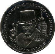 Niue 5 Dollars Sir Winston Churchill 1990 KM# 37 SIR WINSTON CHURCHILL DEFENDER OF FREEDOM "THEIR FINEST HOUR" 5 DOLLARS coin reverse Niue 5 Dollars Sir Winston Churchill 1990 KM# 37 SIR WINSTON CHURCHILL DEFENDER OF FREEDOM "THEIR FINEST HOUR" 5 DOLLARS coin reverse