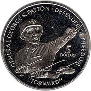 Niue 5 Dollars General George S. Patton 1990 KM# 31 GENERAL GEORGE S. PATTON DEFENDER OF FREEDOM 5 DOLLARS "FORWARD" coin reverse Niue 5 Dollars General George S. Patton 1990 KM# 31 GENERAL GEORGE S. PATTON DEFENDER OF FREEDOM 5 DOLLARS "FORWARD" coin reverse