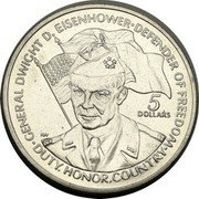 Niue 5 Dollars General Dwight Eisenhower 1990 KM# 29 GENERAL DWIGHT D. EISENHOWER DEFENDER OF FREEDOM 5 DOLLARS DUTY HONOR FREEDOM coin reverse Niue 5 Dollars General Dwight Eisenhower 1990 KM# 29 GENERAL DWIGHT D. EISENHOWER DEFENDER OF FREEDOM 5 DOLLARS DUTY HONOR FREEDOM coin reverse