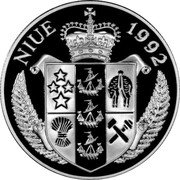 Niue 5 Dollars Dolphins 1992 Proof KM# 80 NIUE 1992 coin obverse Niue 5 Dollars Dolphins 1992 Proof KM# 80 NIUE 1992 coin obverse