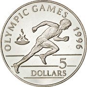 Niue 5 Dollars XXVI Summer Olympic Games. Sprinter 1992 Proof KM# 61 OLYMPIC GAMES 1996 5 DOLLARS coin reverse Niue 5 Dollars XXVI Summer Olympic Games. Sprinter 1992 Proof KM# 61 OLYMPIC GAMES 1996 5 DOLLARS coin reverse