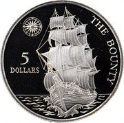 Niue 5 Dollars HMS Bounty 1992 Proof KM# 55 THE BOUNTY 5 DOLLARS coin reverse Niue 5 Dollars HMS Bounty 1992 Proof KM# 55 THE BOUNTY 5 DOLLARS coin reverse