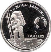 Niue 5 Dollars First Moon Landing 1992 Proof KM# 68 1ST MOON LANDING 5 DOLLARS coin reverse Niue 5 Dollars First Moon Landing 1992 Proof KM# 68 1ST MOON LANDING 5 DOLLARS coin reverse