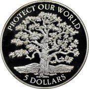 Niue 5 Dollars Protect Our World 1993 Proof KM# 62 PROTECT OUR WORLD 5 DOLLARS coin reverse