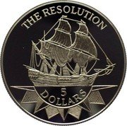 Niue 5 Dollars HMS Resolution 1996 Proof KM# 114 THE RESOLUTION 5 DOLLARS coin reverse Niue 5 Dollars HMS Resolution 1996 Proof KM# 114 THE RESOLUTION 5 DOLLARS coin reverse
