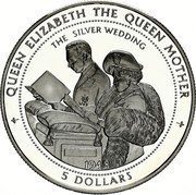Niue 5 Dollars Queen Mother - The Silver Wedding 1998 Proof KM# 145 QUEEN ELIZABETH THE QUEEN MOTHER THE SILVER WEDDING 1948 5 DOLLARS coin reverse Niue 5 Dollars Queen Mother - The Silver Wedding 1998 Proof KM# 145 QUEEN ELIZABETH THE QUEEN MOTHER THE SILVER WEDDING 1948 5 DOLLARS coin reverse