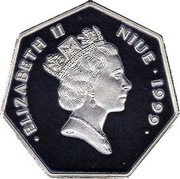 Niue 5 Dollars Long-nosed Butterfly Fish 1999 Proof KM# 121 ELIZABETH II NIUE 1999 RDM coin obverse Niue 5 Dollars Long-nosed Butterfly Fish 1999 Proof KM# 121 ELIZABETH II NIUE 1999 RDM coin obverse