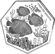 Niue 5 Dollars Pygoplites Diacantus 1999 Proof KM# 171 PYGOPLITES DIACANTUS $5 coin reverse Niue 5 Dollars Pygoplites Diacantus 1999 Proof KM# 171 PYGOPLITES DIACANTUS $5 coin reverse