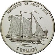 Niue 5 Dollars John Williams. Messenger of Peace 2000 Proof KM# 261 MESSENGER OF PEACE 1839 5 DOLLARS coin reverse Niue 5 Dollars John Williams. Messenger of Peace 2000 Proof KM# 261 MESSENGER OF PEACE 1839 5 DOLLARS coin reverse