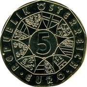Austria 5 Euro (Centennial of Soccer) KM# 3113a 5 EURO REPUBLIK ÖSTERREICH coin obverse