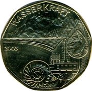 Austria 5 Euro (Water Power.) KM# 3105 WASSERKRAFT 2003 coin reverse