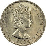 Malaysia 50 Cents Malaya and British Borneo 1957 H KM# 4.1 QUEEN ELIZABETH THE SECOND coin obverse Malaysia 50 Cents Malaya and British Borneo 1957 H KM# 4.1 QUEEN ELIZABETH THE SECOND coin obverse
