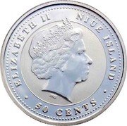 Niue 50 Cents Year of the Rooster 2005 Proof KM# 263 ELIZABETH II NIUE ISLAND IRB 50 CENTS coin obverse Niue 50 Cents Year of the Rooster 2005 Proof KM# 263 ELIZABETH II NIUE ISLAND IRB 50 CENTS coin obverse