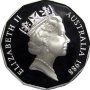Australia 50 Cents (Elizabeth II - Error) ELIZABETH II AUSTRALIA 1988 RDM coin obverse Australia 50 Cents (Elizabeth II - Error) ELIZABETH II AUSTRALIA 1988 RDM coin obverse