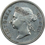 Malaysia 50 Cents (Victoria) KM# 13 VICTORIA QUEEN coin obverse Malaysia 50 Cents (Victoria) KM# 13 VICTORIA QUEEN coin obverse