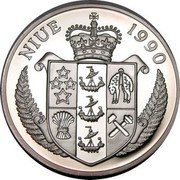 Niue 50 Dollars Admiral William Halsey 1990 Proof KM# 34 NIUE 1990 coin obverse Niue 50 Dollars Admiral William Halsey 1990 Proof KM# 34 NIUE 1990 coin obverse