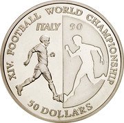 Niue 50 Dollars XIV World Soccer Championship 1990 Proof KM# 75 XIV. FOOTBALL WORLD CHAMPIONSHIP ITALY 90 50 DOLLARS coin reverse Niue 50 Dollars XIV World Soccer Championship 1990 Proof KM# 75 XIV. FOOTBALL WORLD CHAMPIONSHIP ITALY 90 50 DOLLARS coin reverse